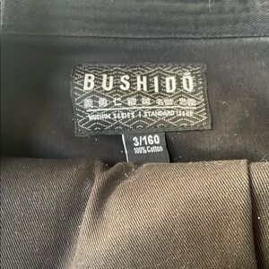 Bushido Black Cotton Gi Karate Apparel Uniform Size 3